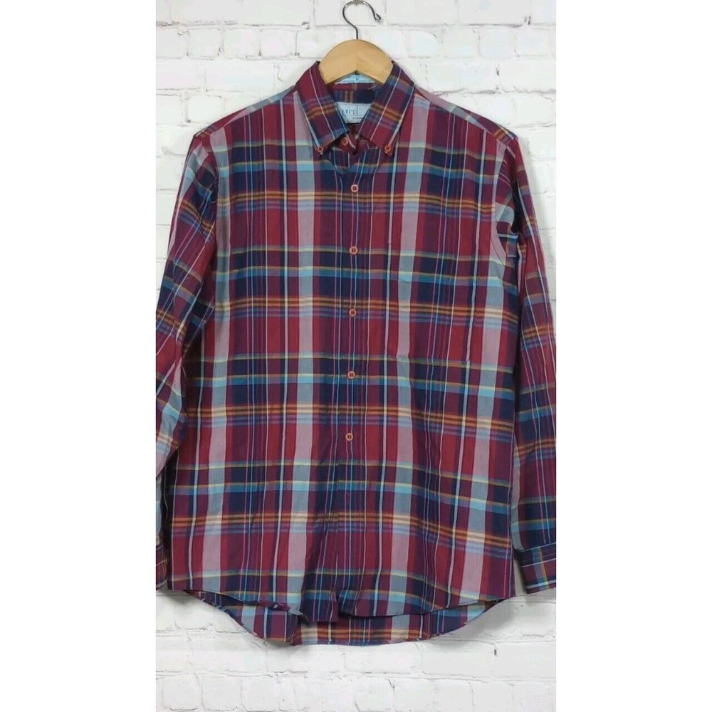 Vintage Levi's Colorgraphs Shirt Men's Medium Red Plaid LS Button Up Collared - Picture 8 of 8